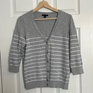 Tommy Hilfiger grey and white striped cardigan